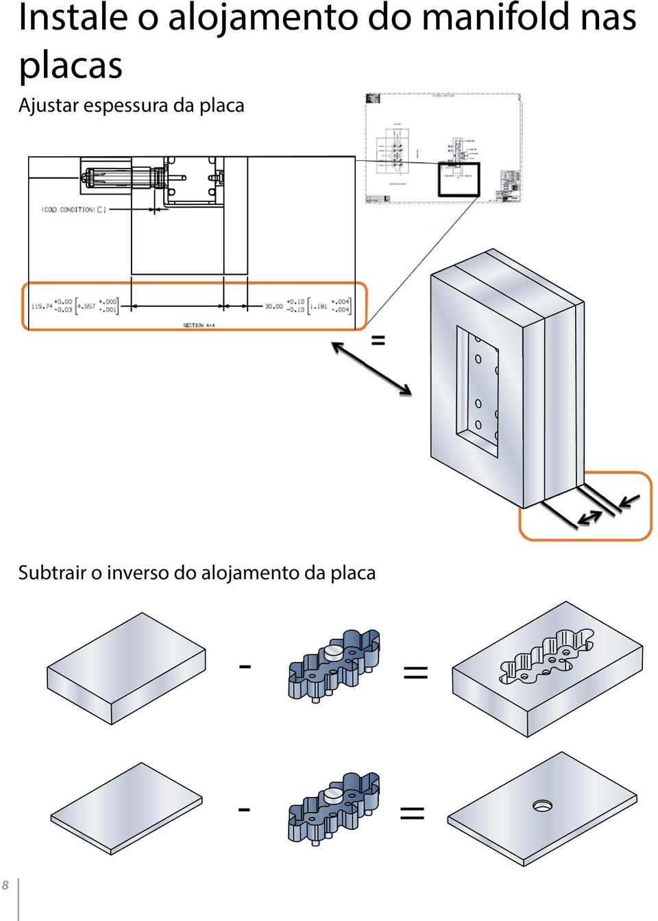 espessura da placa Subtrair o