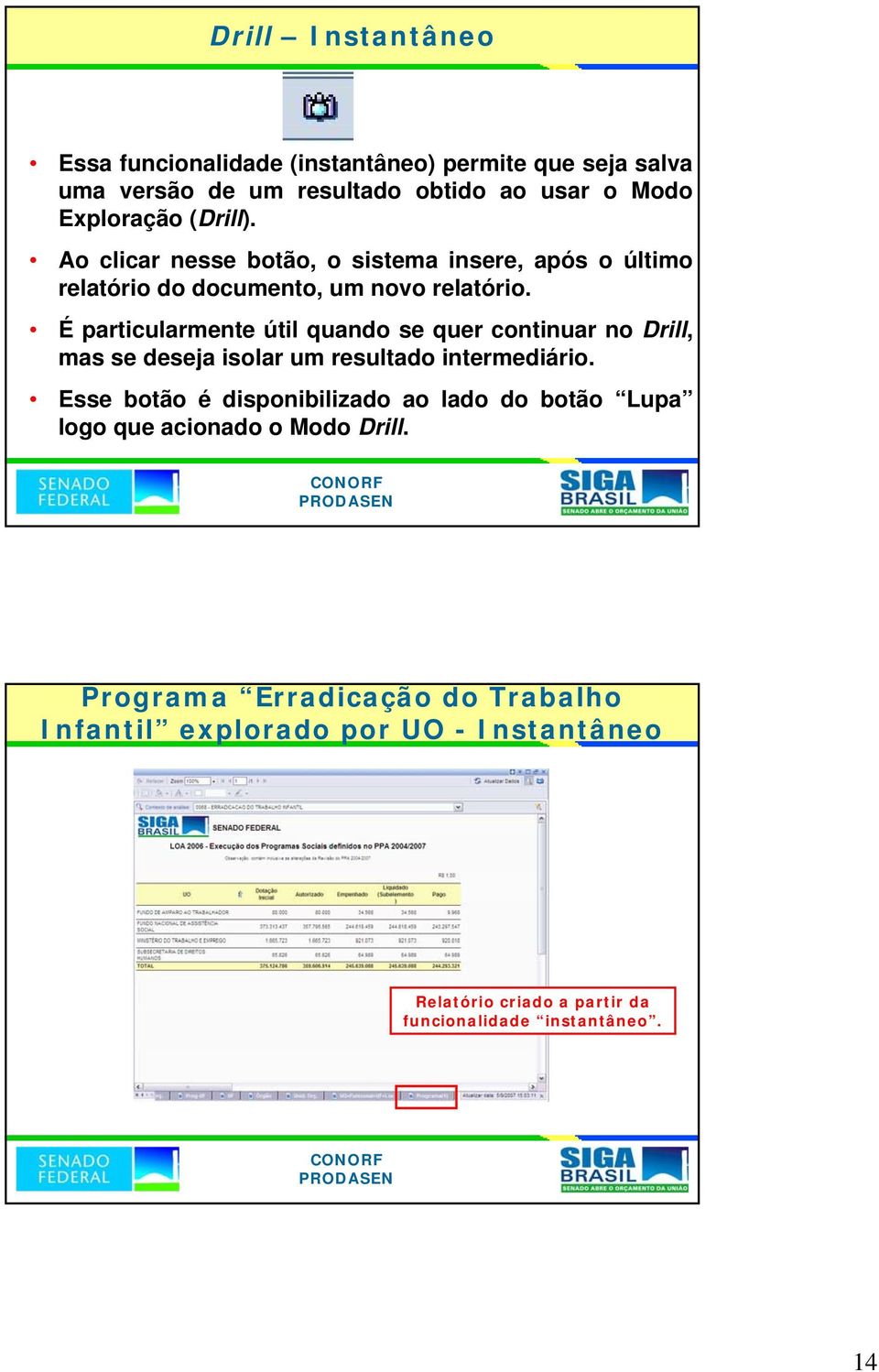 É particularmente útil quando se quer continuar no Drill, mas se deseja isolar um resultado intermediário.