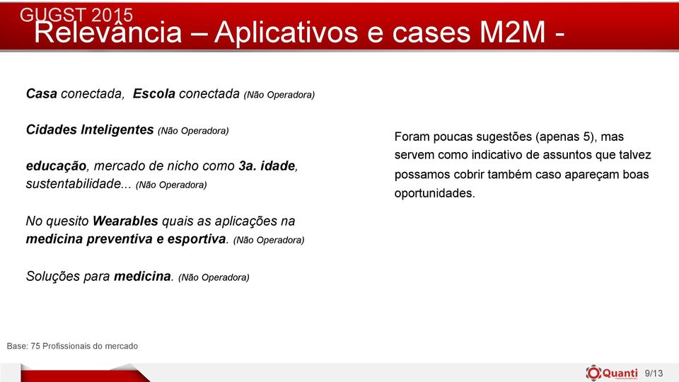 .. (Não Operadora) Foram poucas sugestões (apenas 5), mas servem como indicativo de assuntos que talvez possamos cobrir também caso