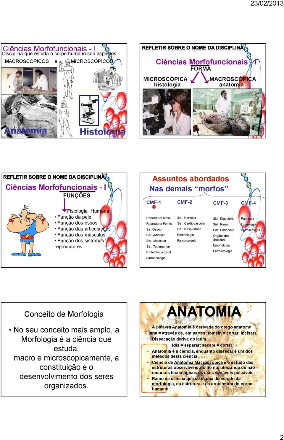 Tegumentar Embriologia geral CMF-2 Sist. Nervoso Sist. Cardiovascular Sist. Respiratório Embriologia CMF-3 Sist. Digestório Sist. Renal Sist.