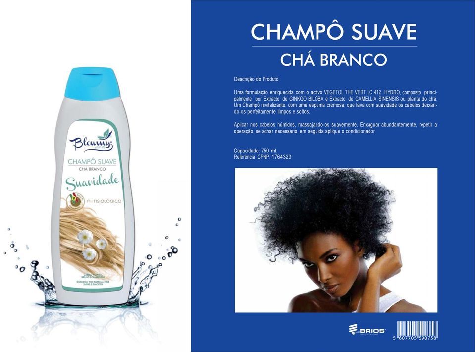 Um Champô revitalizante, com uma espuma cremosa, que lava com suavidade os cabelos deixando-os perfeitamente limpos e