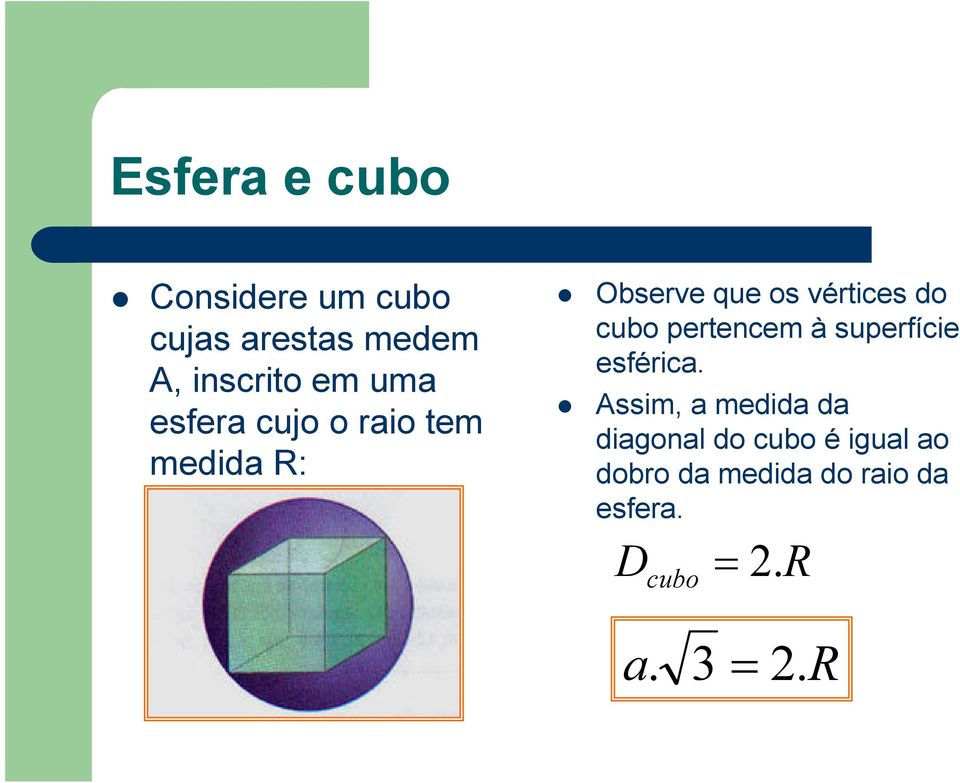 do cubo pertencem à superfície esférica.