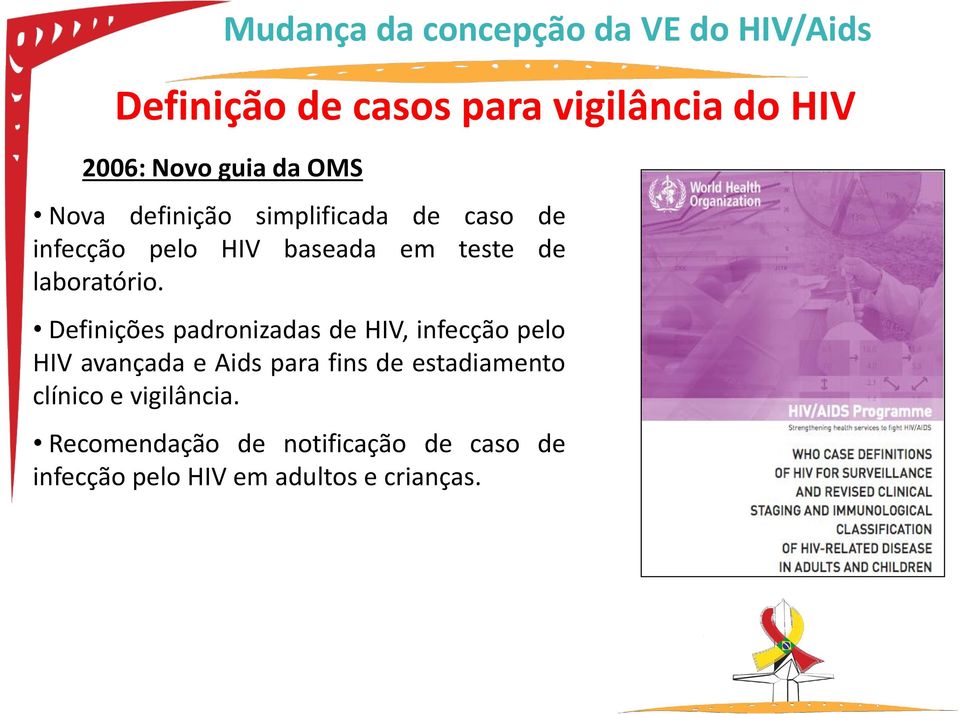 Definições padronizadas de HIV, infecção pelo HIV avançada e Aids para fins de