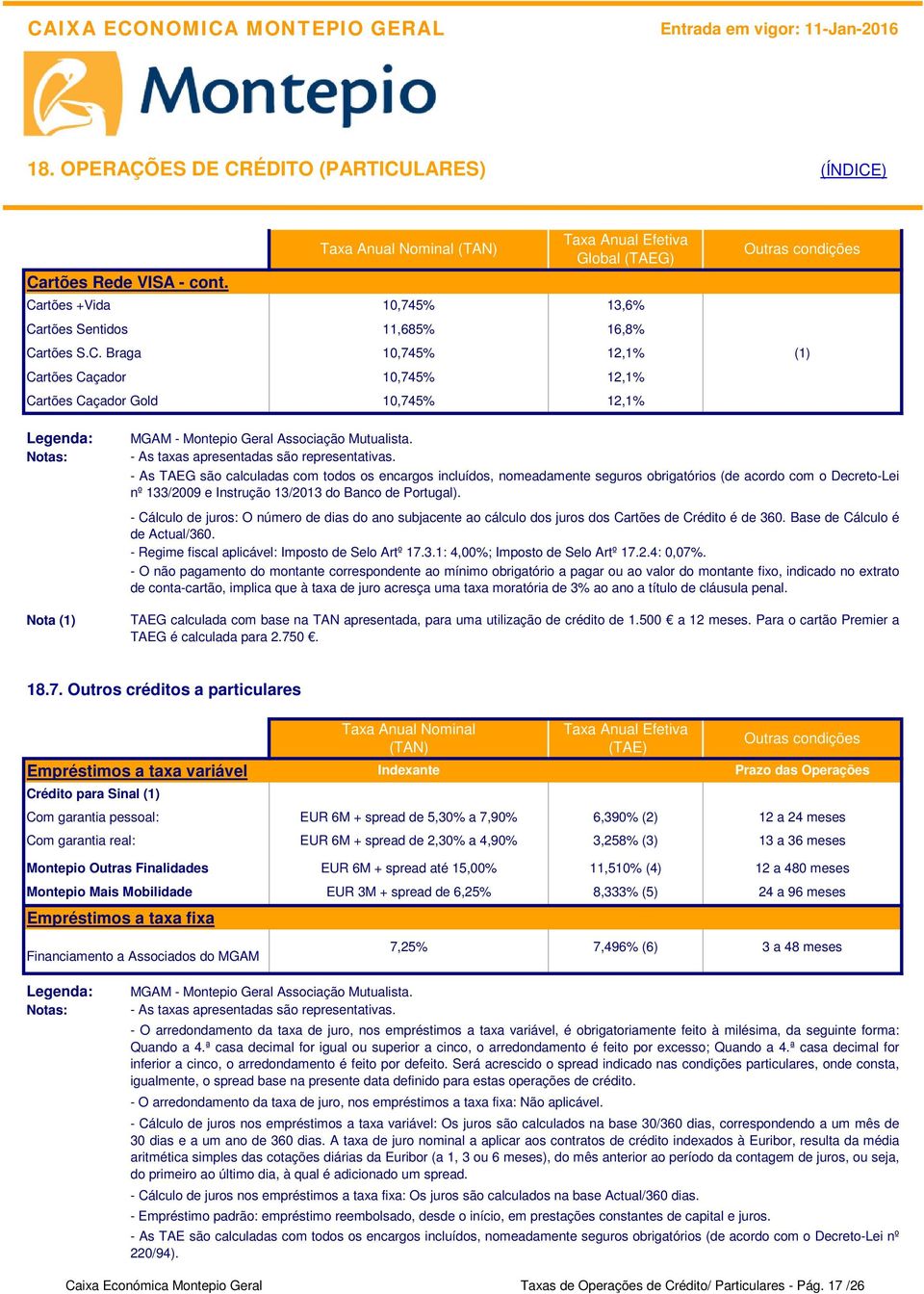 - As TAEG são calculadas com todos os encargos incluídos, nomeadamente seguros obrigatórios (de acordo com o Decreto-Lei nº 133/2009 e Instrução 13/2013 do Banco de Portugal).