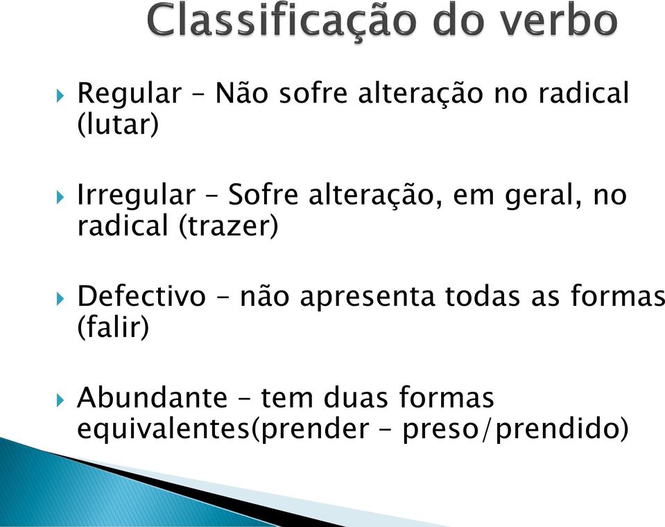 (trazer) Defectivo não apresenta todas as formas