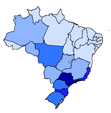 Renda e geração de empregos por estado PIB per capita (R$)* Geração de empregos por estado em 2014** R$ 30.000 a 35.000 R$ 25.000 a 30.000 R$ 20.000 a 25.000 R$ 15.000 a 20.000 R$ 5.000 a 15.