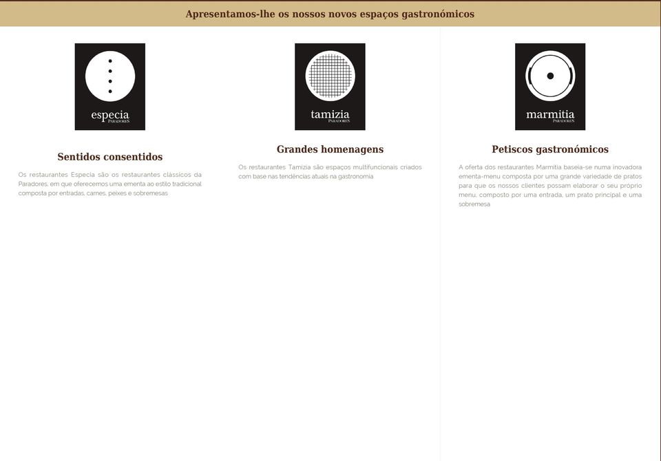 tendências atuais na gastronomia ementa-menu composta por uma grande variedade de pratos Paradores, em que oferecemos uma ementa ao estilo tradicional para