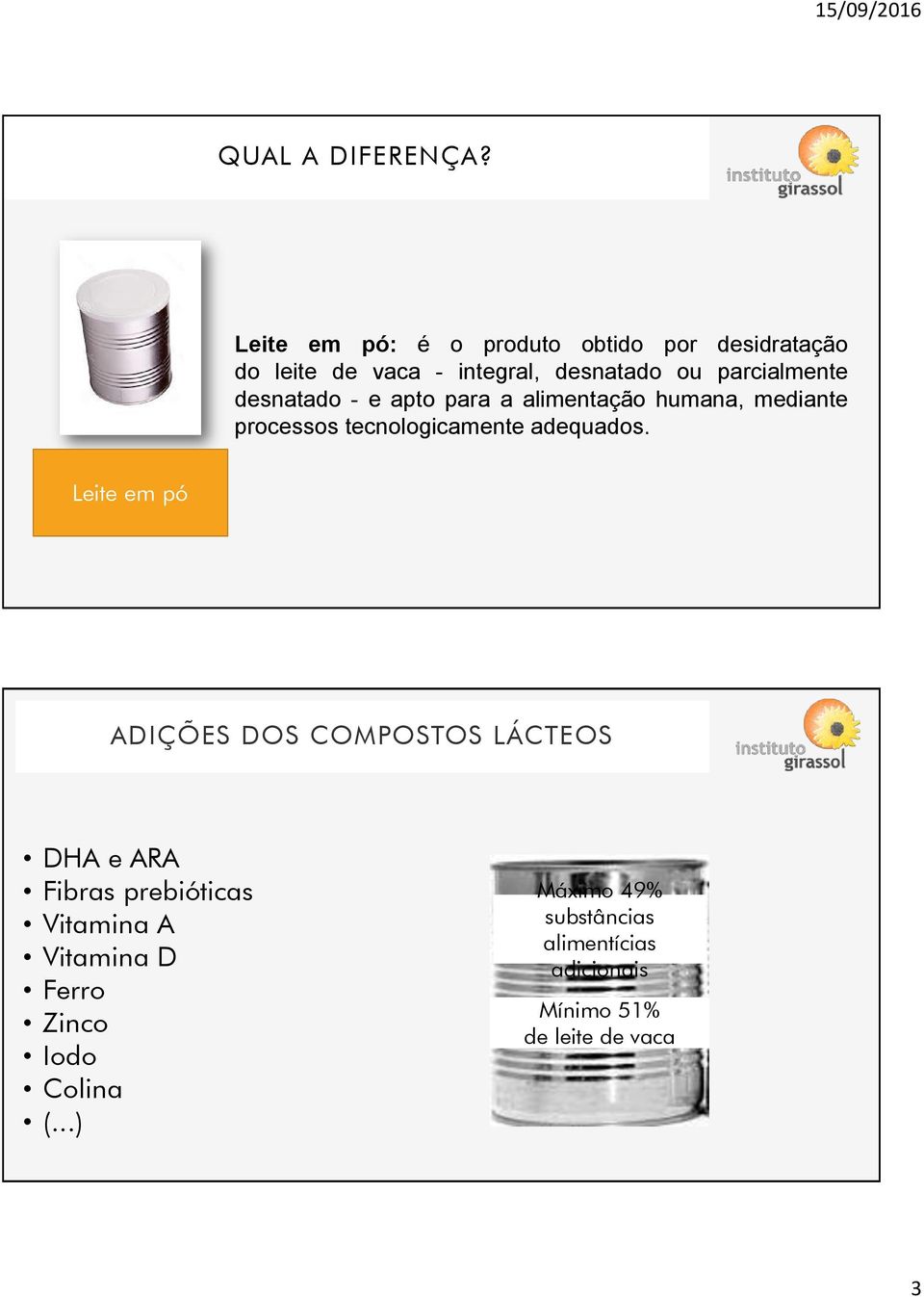 desnatado - e apto para a alimentação humana, mediante processos tecnologicamente adequados.