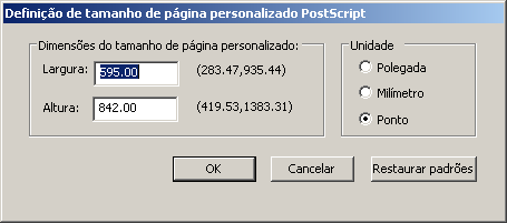 IMPRESSÃO 52 PARA EDITAR UM TAMANHO DE PAPEL PERSONALIZADO COM O DRIVER DE IMPRESSORA WINDOWS POSTSCRIPT 1 Windows 2000: Clique em Iniciar, selecione Configurações e, em seguida, Impressoras.