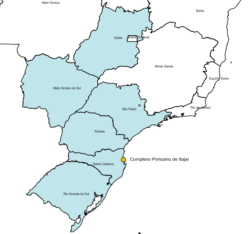 Figura 19. Área de Influência do Porto de Itajaí Fonte: ANTAQ ([s./d.