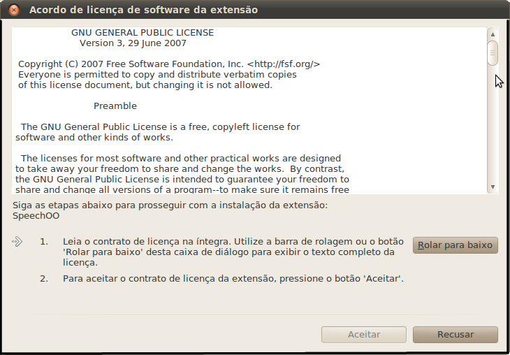 1 Instalação do SpeechOO - Versão 1.0 Este manual explica como instalar, configurar e utilizar o SpeechOO no LibreOffice Writer. Baixe a extensão na página http://code.google.