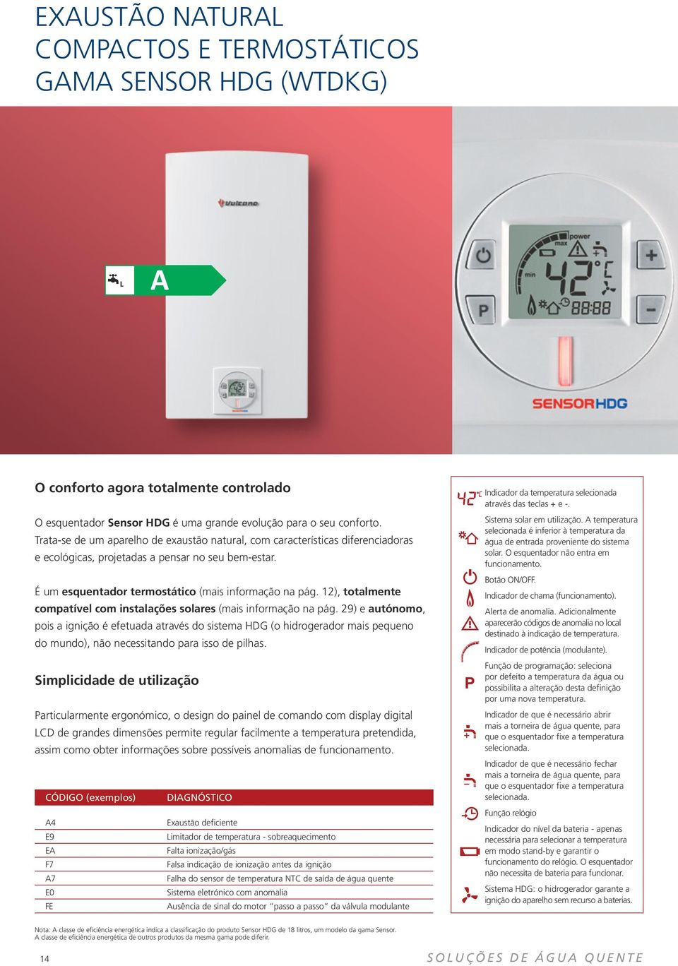 12), totalmente compatível com instalações solares (mais informação na pág.