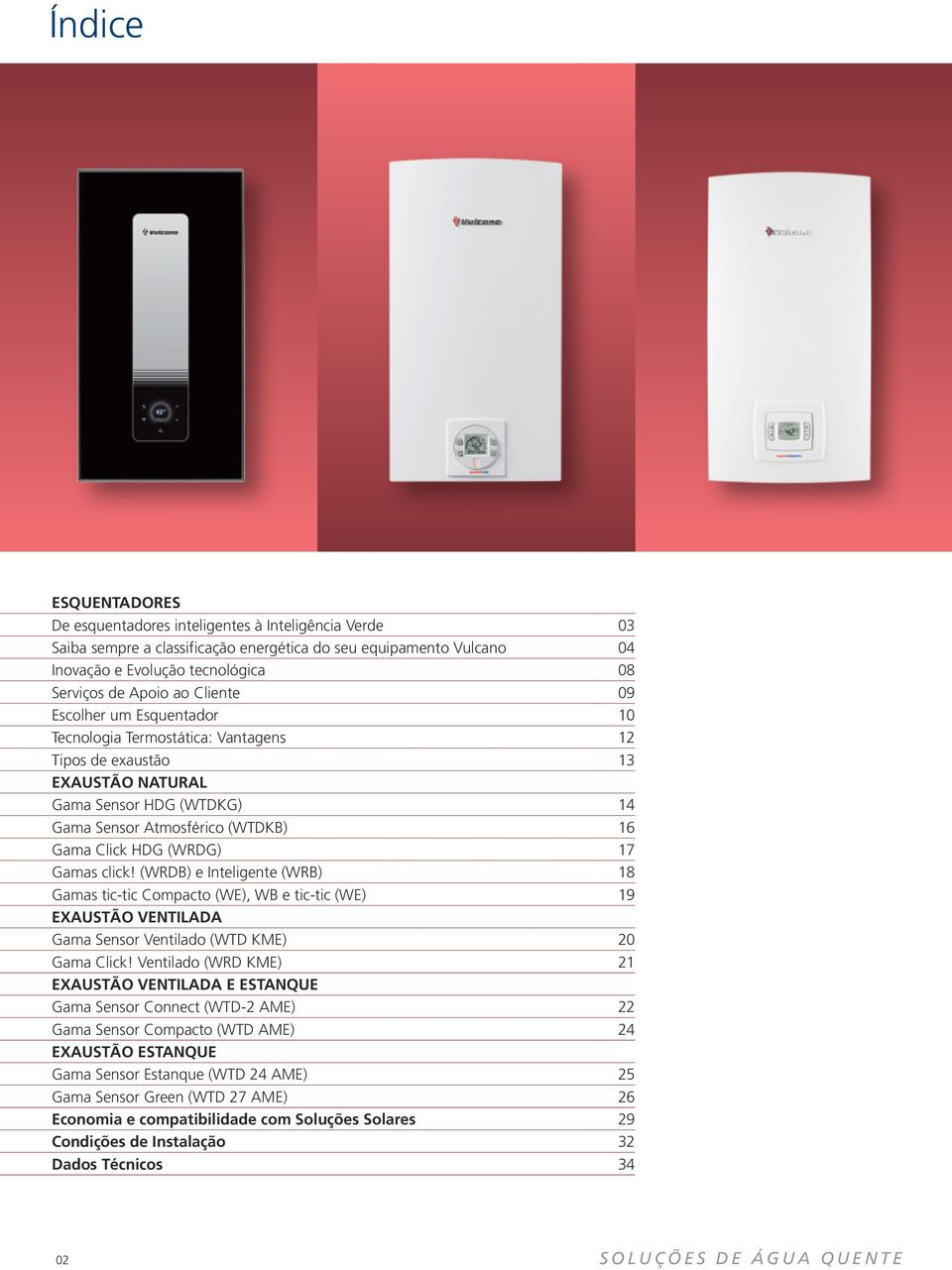 (WRDG) 17 Gamas click! (WRDB) e Inteligente (WRB) 18 Gamas tic-tic Compacto (WE), WB e tic-tic (WE) 19 EXAUSTÃO VENTILADA Gama Sensor Ventilado (WTD KME) 20 Gama Click!