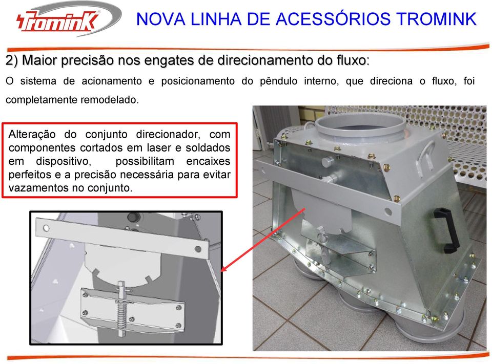 Alteração do conjunto direcionador, com componentes cortados em laser e soldados em