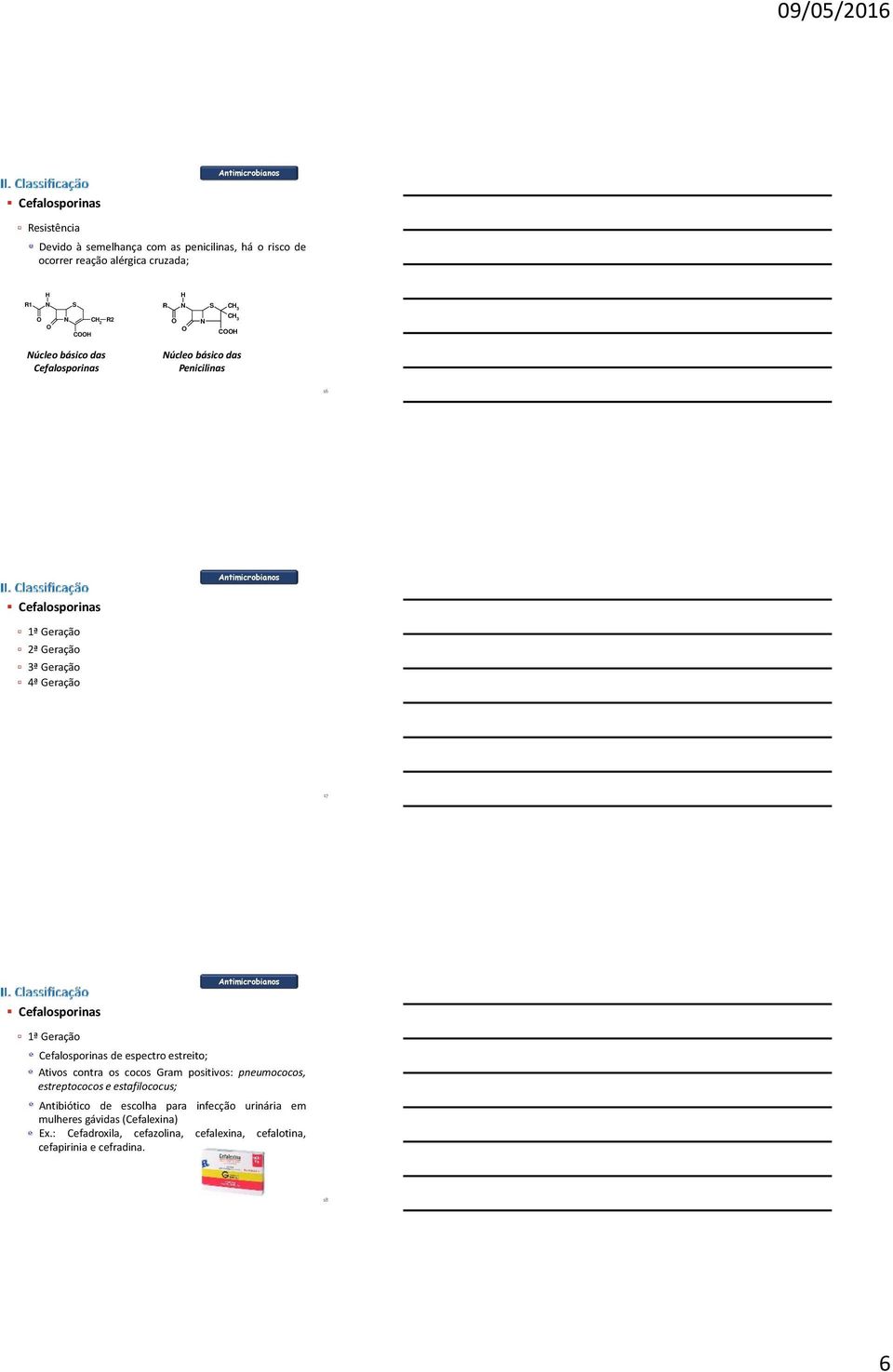 de espectro estreito; Ativos contra os cocos Gram positivos: pneumococos, estreptococos e estafilococus; Antibiótico de escolha