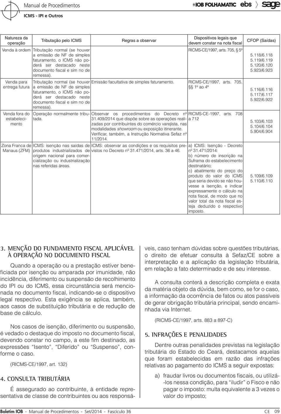 705, 5º Tributação normal (se houver Emissão facultativa de simples faturamento. RICMS-CE/1997, arts.