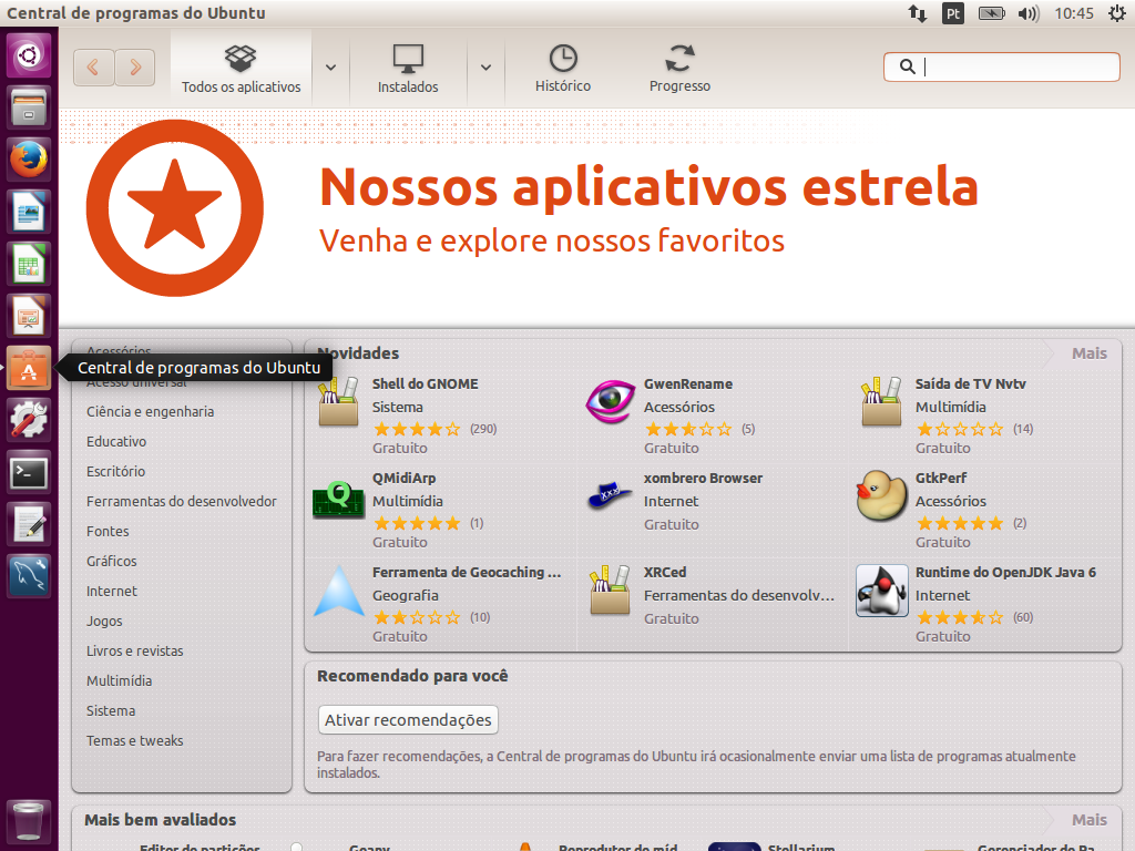 Instalação de Aplicativos São várias as novas formas de instalar aplicativos no Ubuntu: 1.