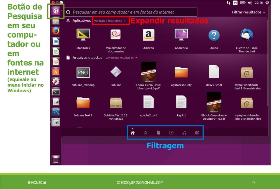 iniciar no Windows) Expandir resultados