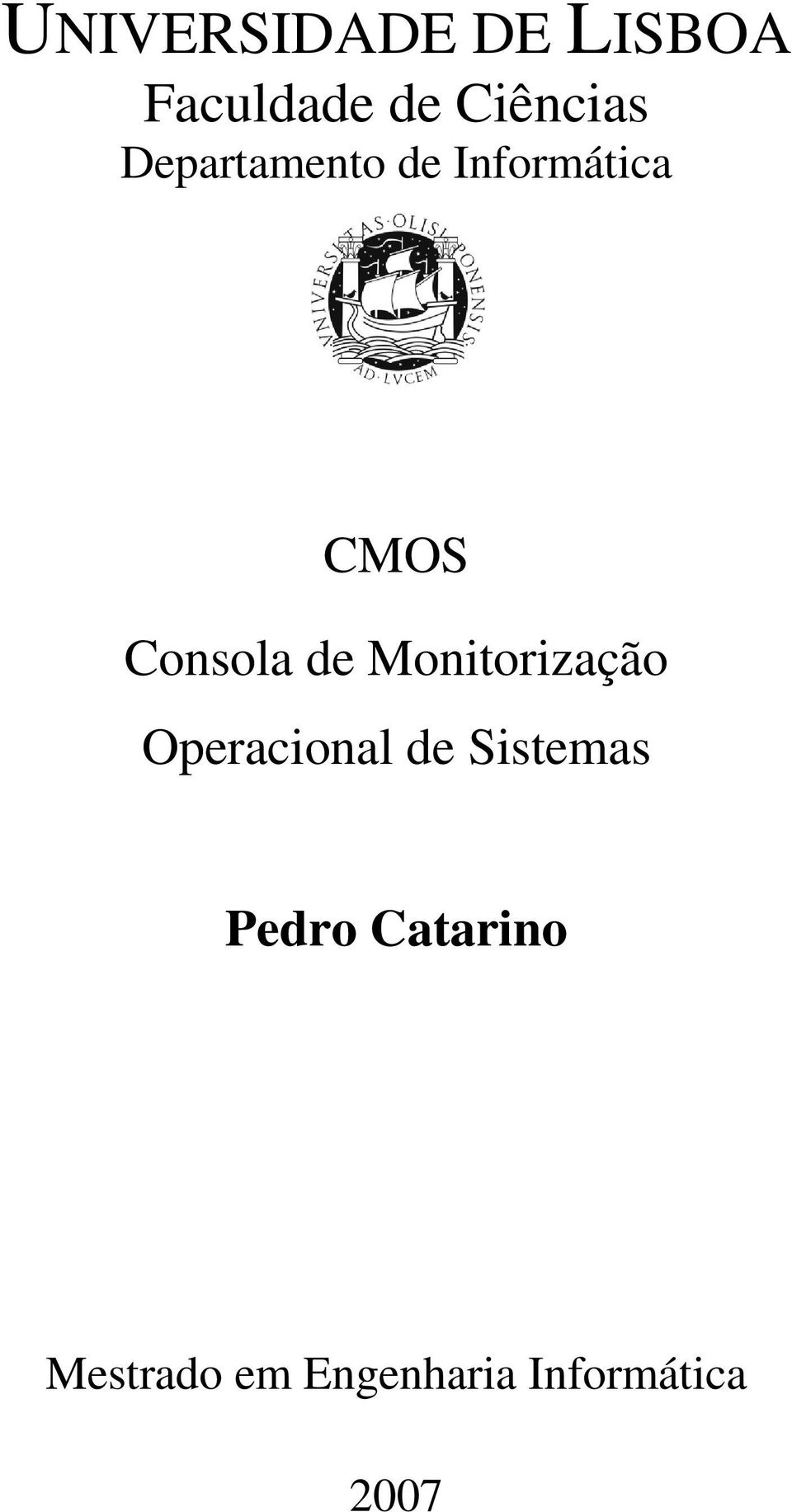 Monitorização Operacional de Sistemas Pedro