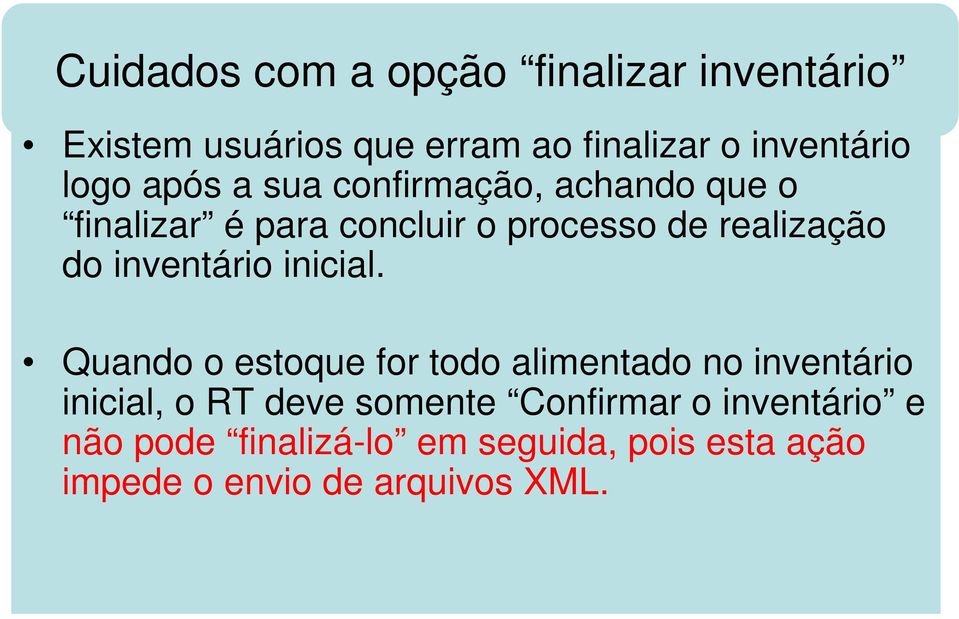 inventário inicial.