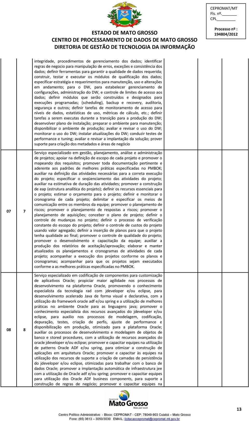 gerenciamento de configurações, administração do DW, e controle de limites de acesso aos dados; definir módulos que serão construídos e designados para execuções programadas; (scheduling), backup e