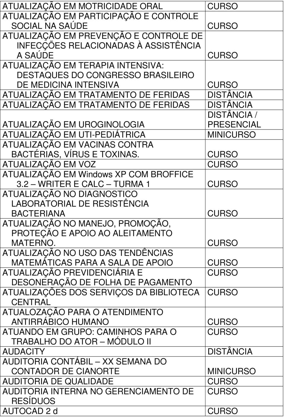 EM UTI-PEDIÁTRICA ATUALIZAÇÃO EM VACINAS CONTRA BACTÉRIAS, VÍRUS E TOXINAS. ATUALIZAÇÃO EM VOZ ATUALIZAÇÃO EM Windows XP COM BROFFICE 3.