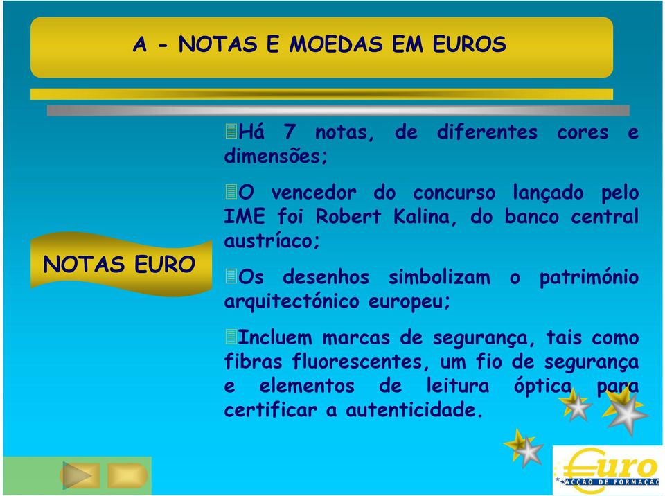 desenhos simbolizam o património arquitectónico europeu; Incluem marcas de segurança, tais