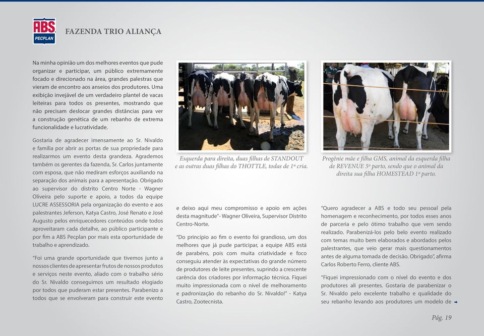 Uma exibição invejável de um verdadeiro plantel de vacas leiteiras para todos os presentes, mostrando que não precisam deslocar grandes distâncias para ver a construção genética de um rebanho de