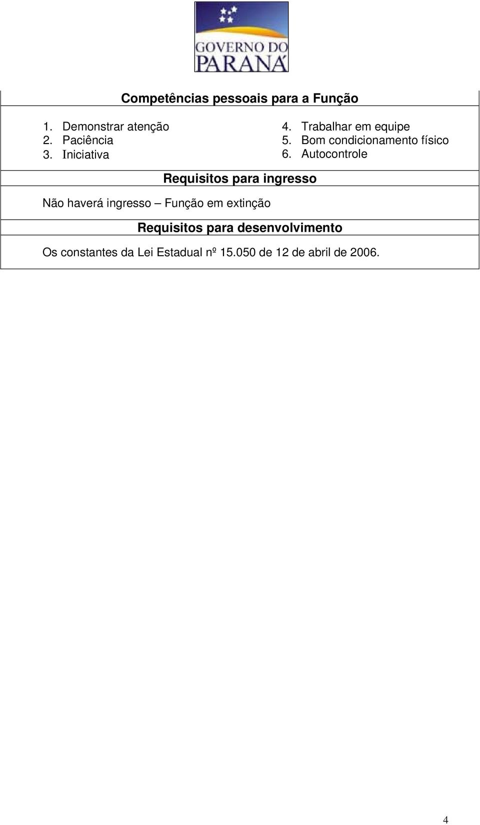 Autocontrole Não haverá ingresso Função em extinção Os