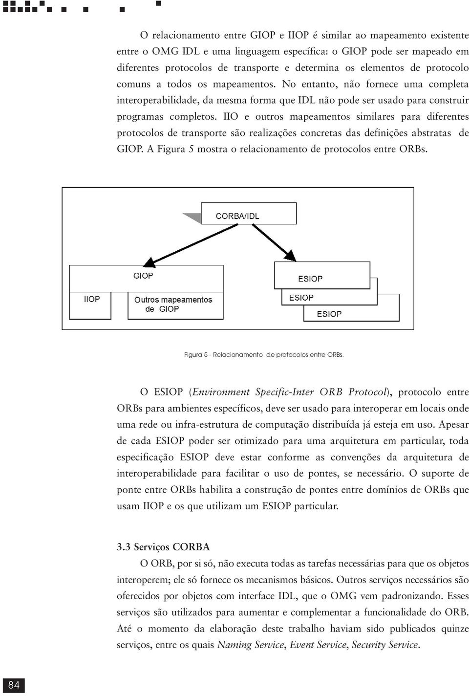 IIO e outros mapeamentos similares para diferentes protocolos de transporte são realizações concretas das definições abstratas de GIOP. A Figura 5 mostra o relacionamento de protocolos entre ORBs.