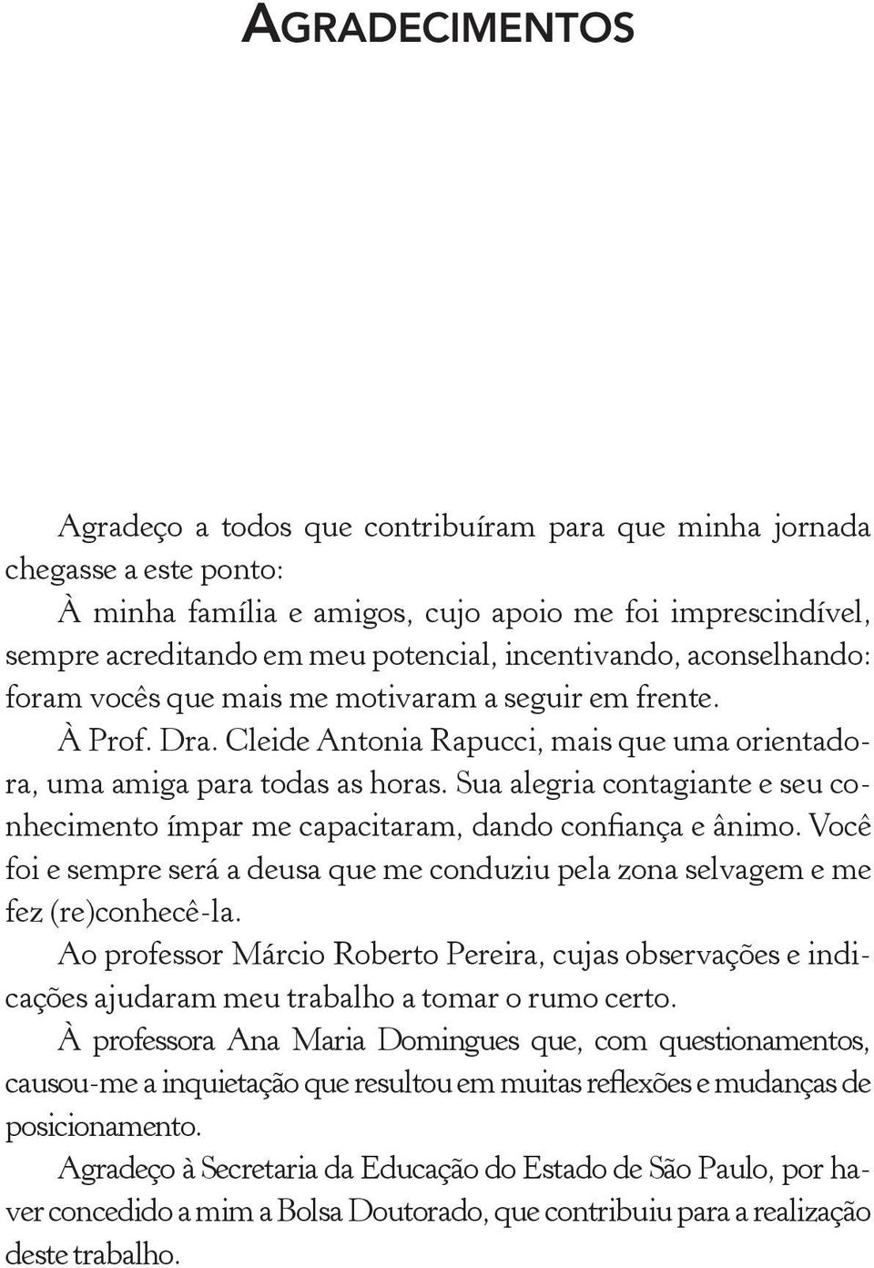 Sua alegria contagiante e seu conhecimento ímpar me capacitaram, dando confiança e ânimo. Você foi e sempre será a deusa que me conduziu pela zona selvagem e me fez (re)conhecê-la.