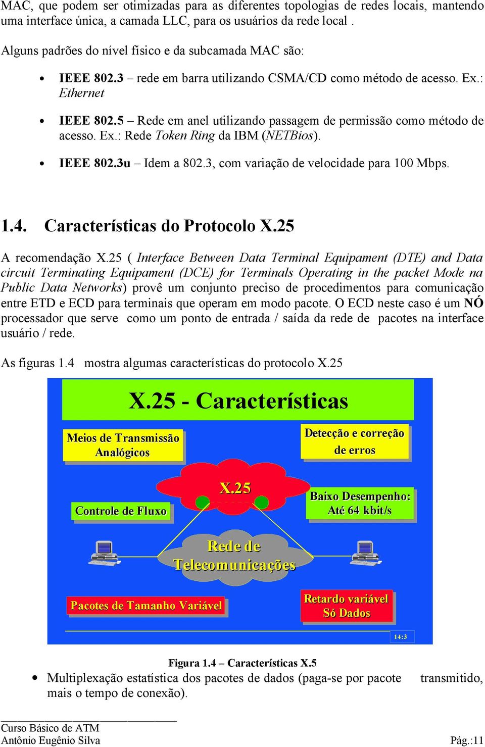 5 Rede em anel utilizando passagem de permissão como método de acesso. Ex.: Rede Token Ring da IBM (NETBios). IEEE 802.3u Idem a 802.3, com variação de velocidade para 100 Mbps. 1.4.