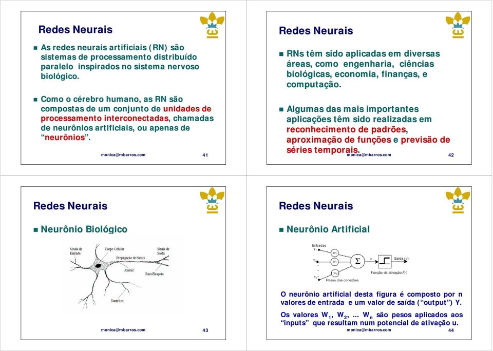 com 41 RNs têm sido aplicadas em diversas áreas, como engenharia, ciências biológicas, economia, finanças, e computação.