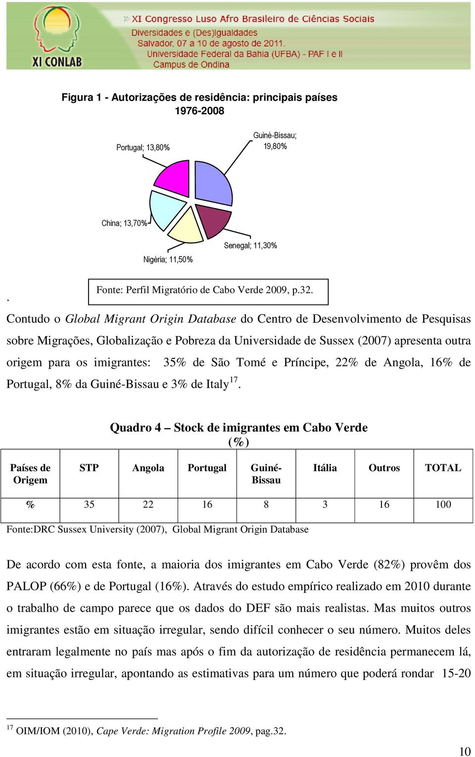 imigrantes: 35% de São Tomé e Príncipe, 22% de Angola, 16% de Portugal, 8% da Guiné-Bissau e 3% de Italy 17.