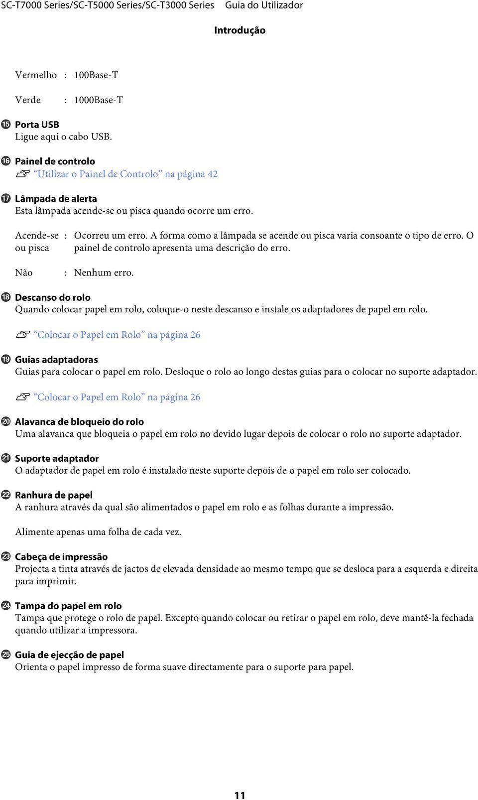 A forma como a lâmpada se acende ou pisca varia consoante o tipo de erro. O painel de controlo apresenta uma descrição do erro. Não : Nenhum erro.