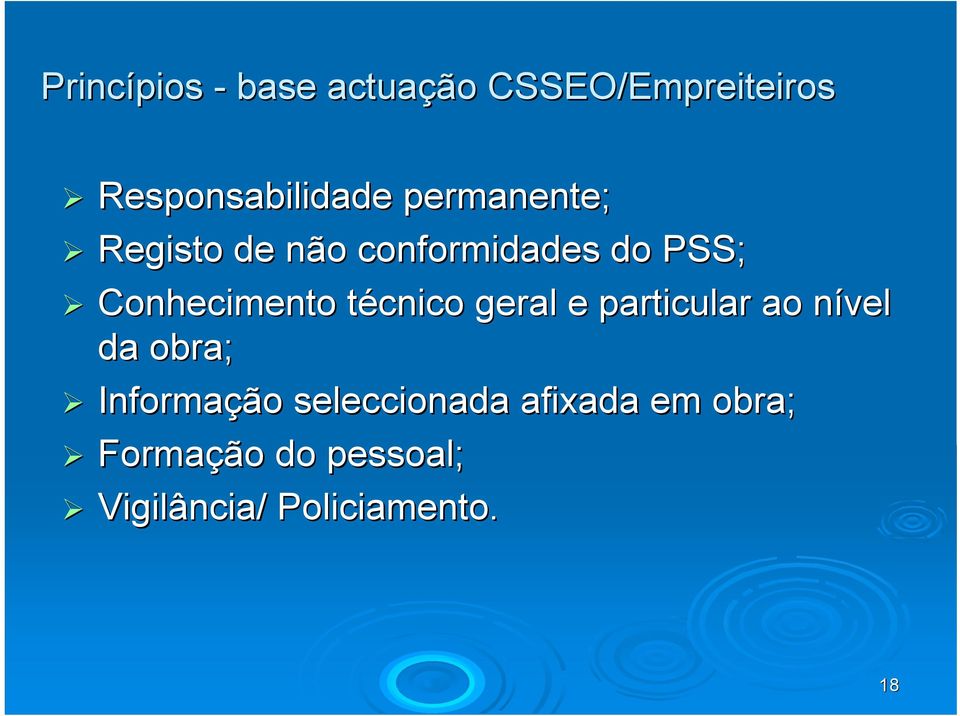 técnico t geral e particular ao nível n da obra; Informação