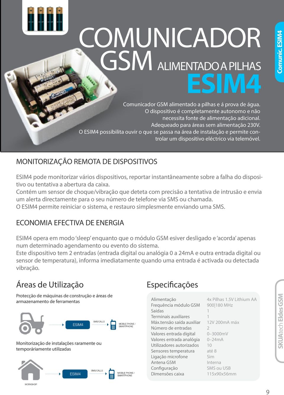 O ESIM4 possibilita ouvir o que se passa na área de instalação e permite controlar um dispositivo eléctrico via telemóvel.