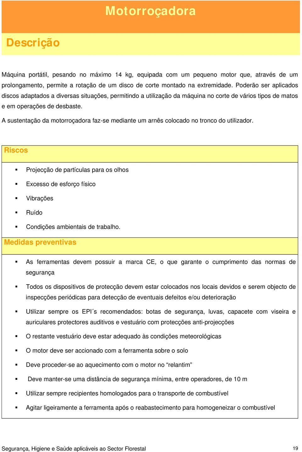 A sustentação da motorroçadora faz-se mediante um arnês colocado no tronco do utilizador.