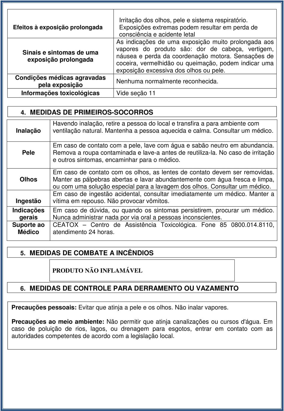 coordenação motora. Sensações de coceira, vermelhidão ou queimação, podem indicar uma exposição excessiva dos olhos ou pele. Condições médicas agravadas pela exposição Nenhuma normalmente reconhecida.