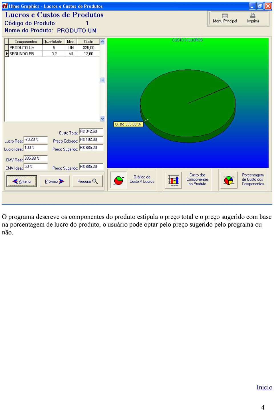 base na porcentagem de lucro do produto, o