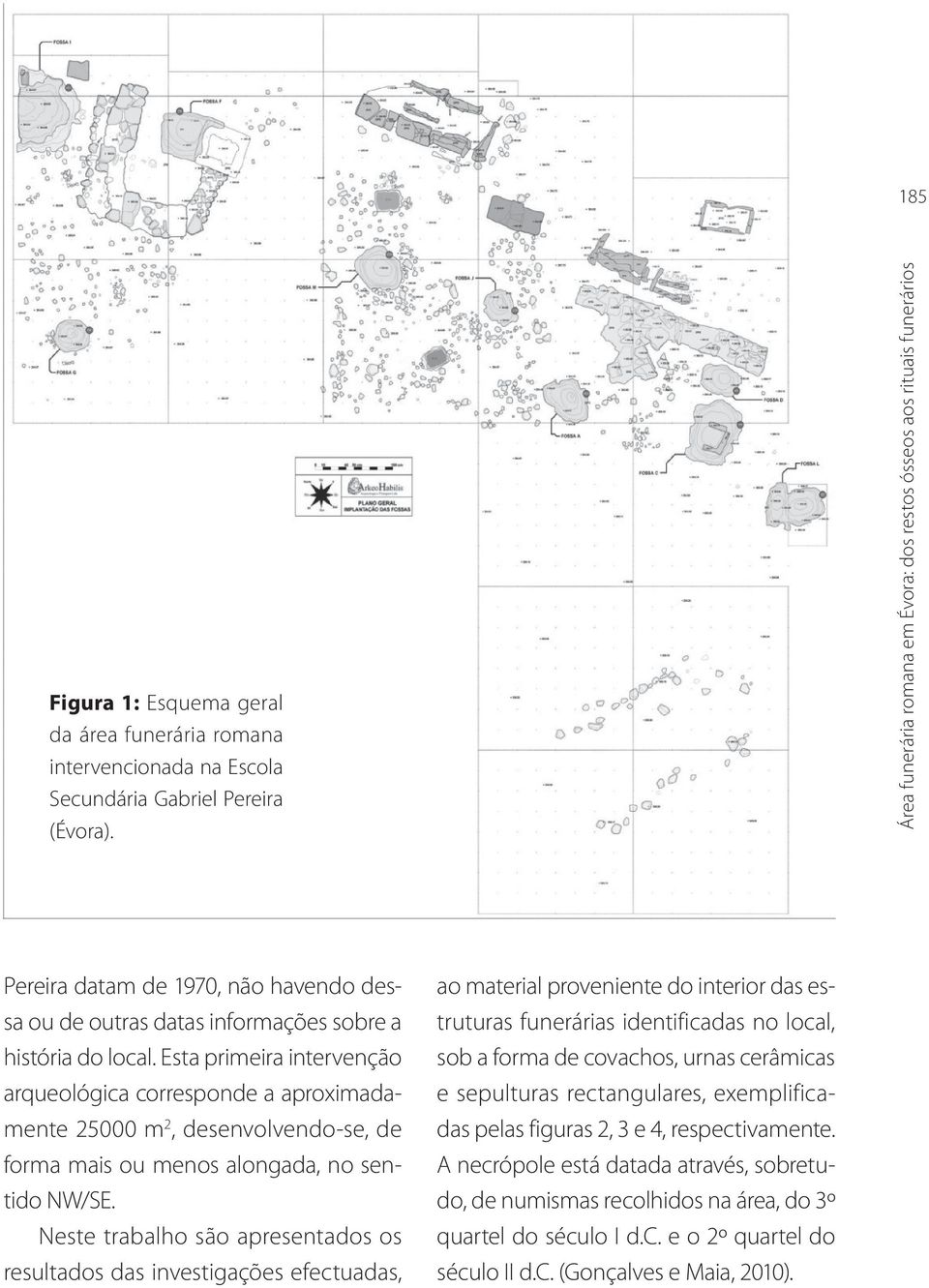 Esta primeira intervenção arqueológica corresponde a aproximadamente 25000 m 2, desenvolvendo-se, de forma mais ou menos alongada, no sentido NW/SE.