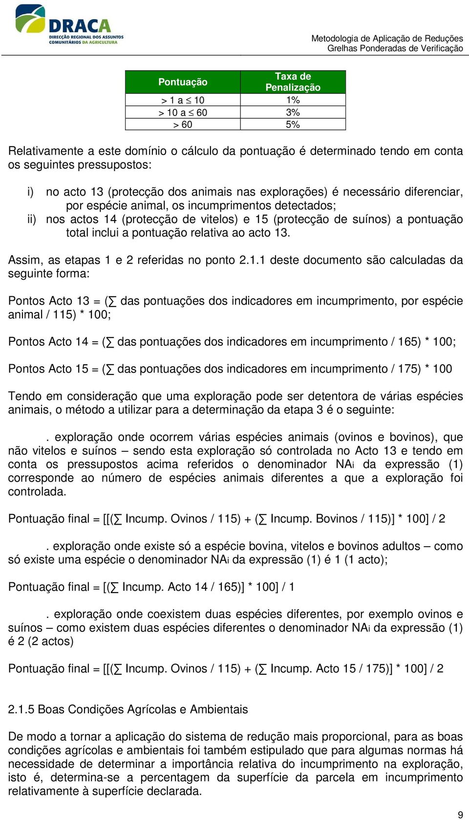 pontuação relativa ao acto 13