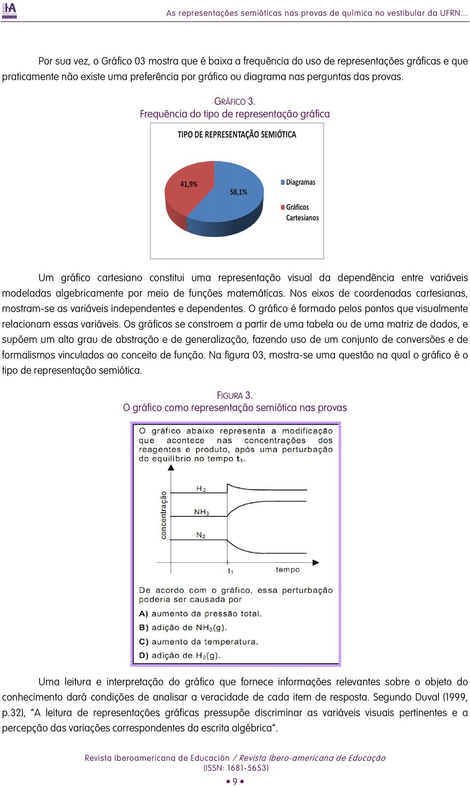 GRÁFICO 3. Frequência do tipo de representação gráfica Um gráfico cartesiano constitui uma representação visual da dependência entre variáveis modeladas algebricamente por meio de funções matemáticas.