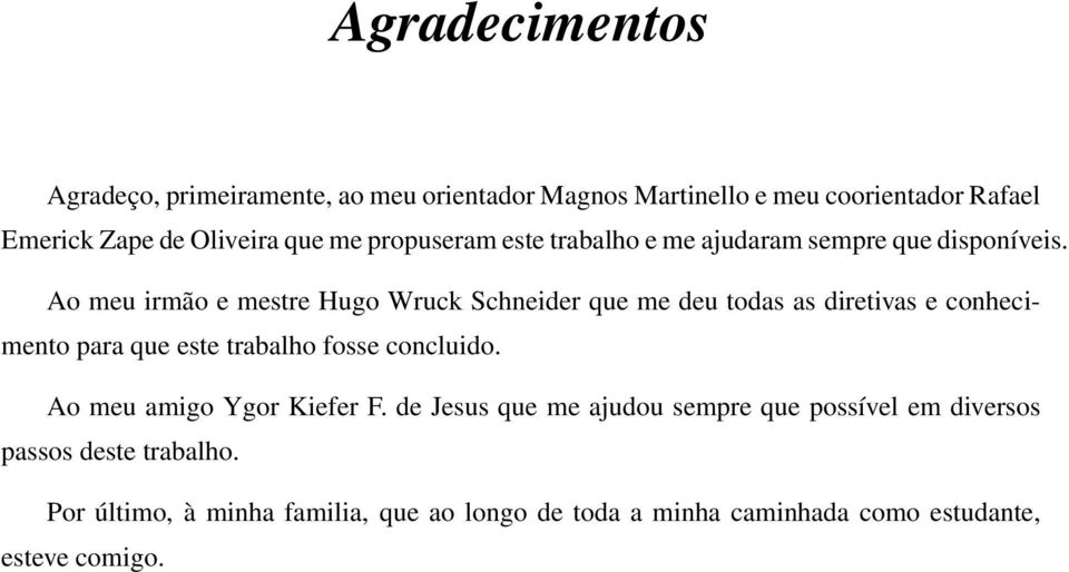 Ao meu irmão e mestre Hugo Wruck Schneider que me deu todas as diretivas e conhecimento para que este trabalho fosse concluido.