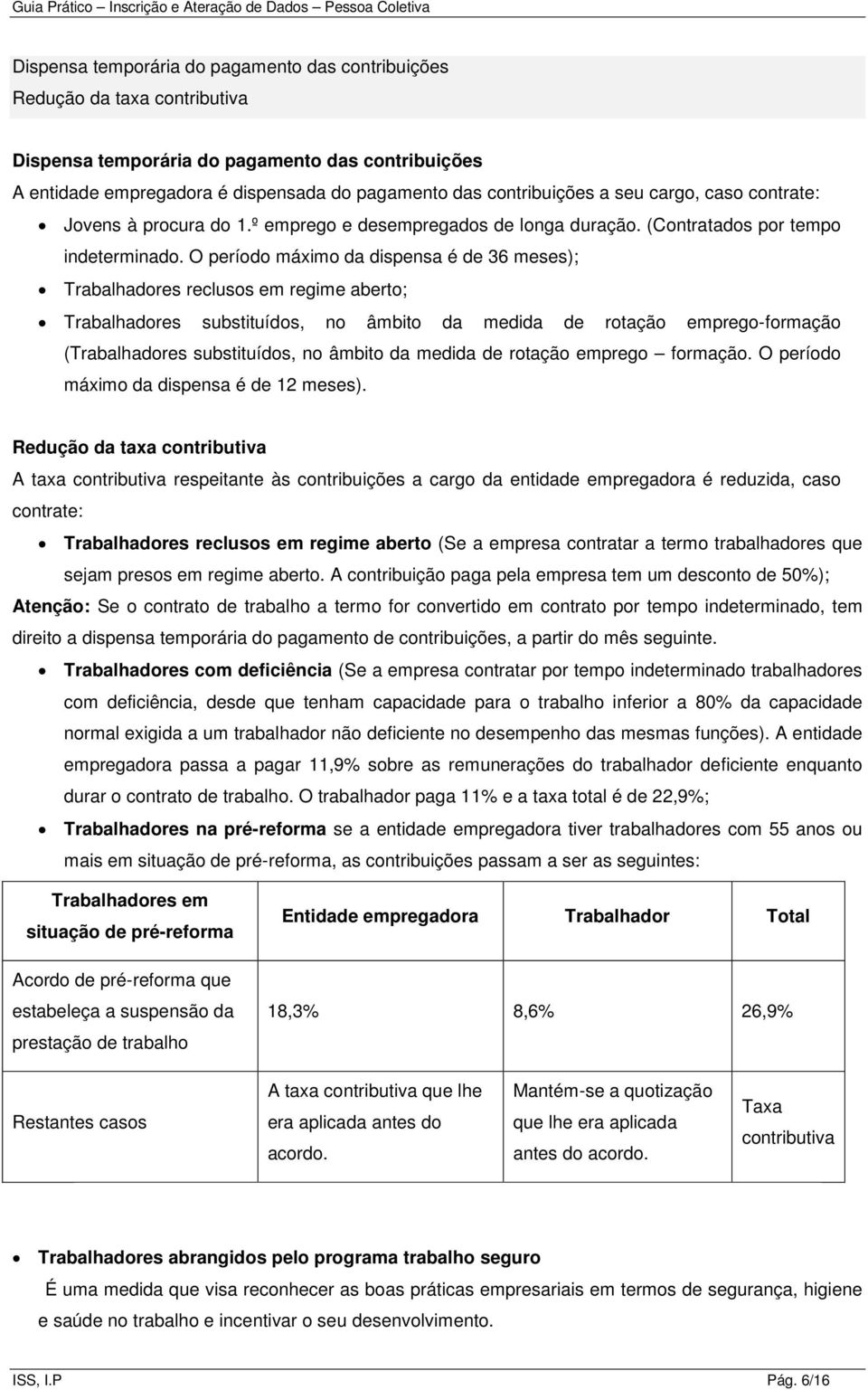 O período máximo da dispensa é de 36 meses); Trabalhadores reclusos em regime aberto; Trabalhadores substituídos, no âmbito da medida de rotação emprego-formação (Trabalhadores substituídos, no