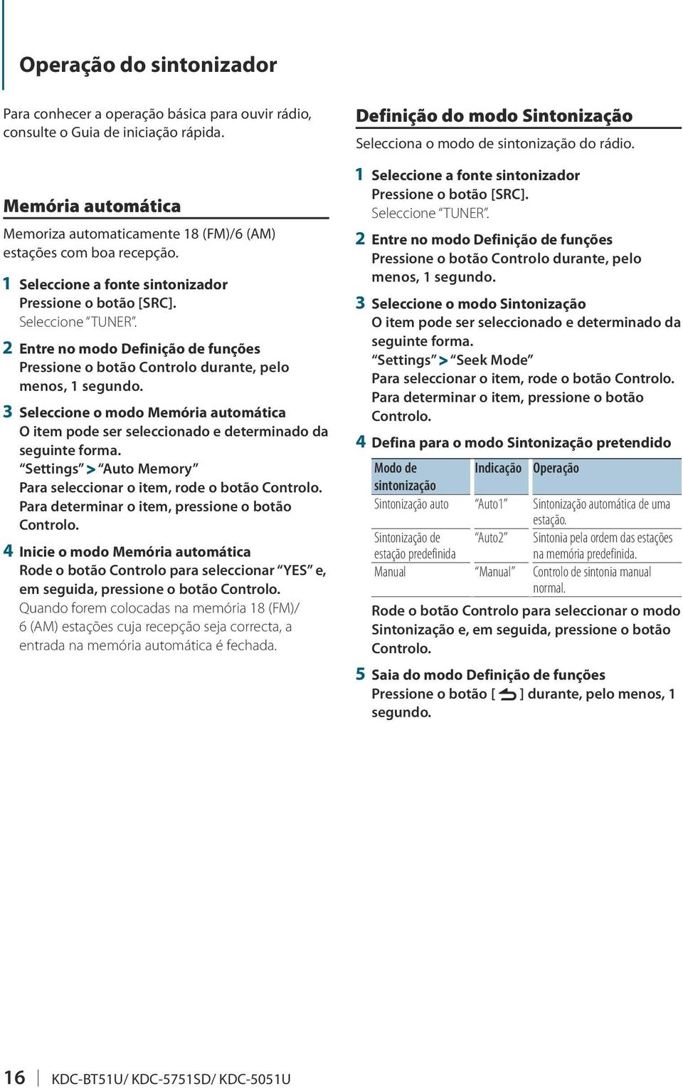 2 Entre no modo Definição de funções menos, 1 3 Seleccione o modo Memória automática O item pode ser seleccionado e determinado da seguinte forma.