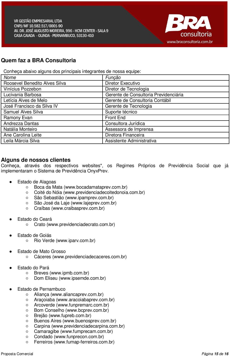 Ramony Evan Front End Andrezza Dantas Consultora Jurídica Natália Monteiro Assessora de Imprensa Ane Carolina Leite Diretora Financeira Leila Márcia Silva Assistente Administrativa Alguns de nossos