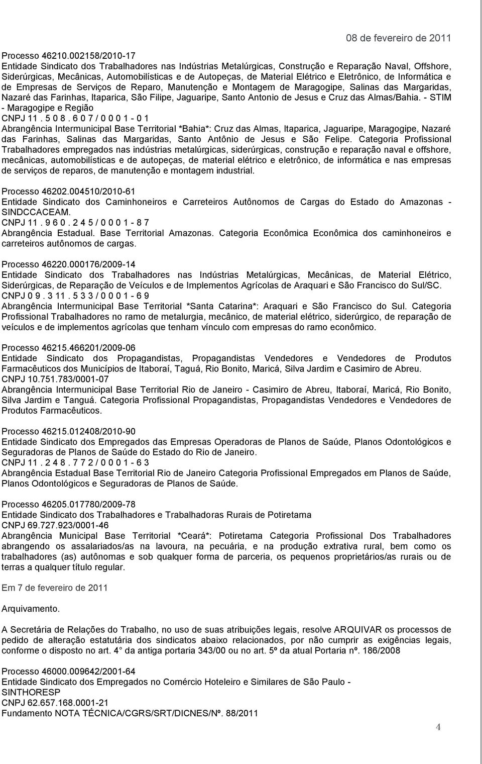 e Eletrônico, de Informática e de Empresas de Serviços de Reparo, Manutenção e Montagem de Maragogipe, Salinas das Margaridas, Nazaré das Farinhas, Itaparica, São Filipe, Jaguaripe, Santo Antonio de