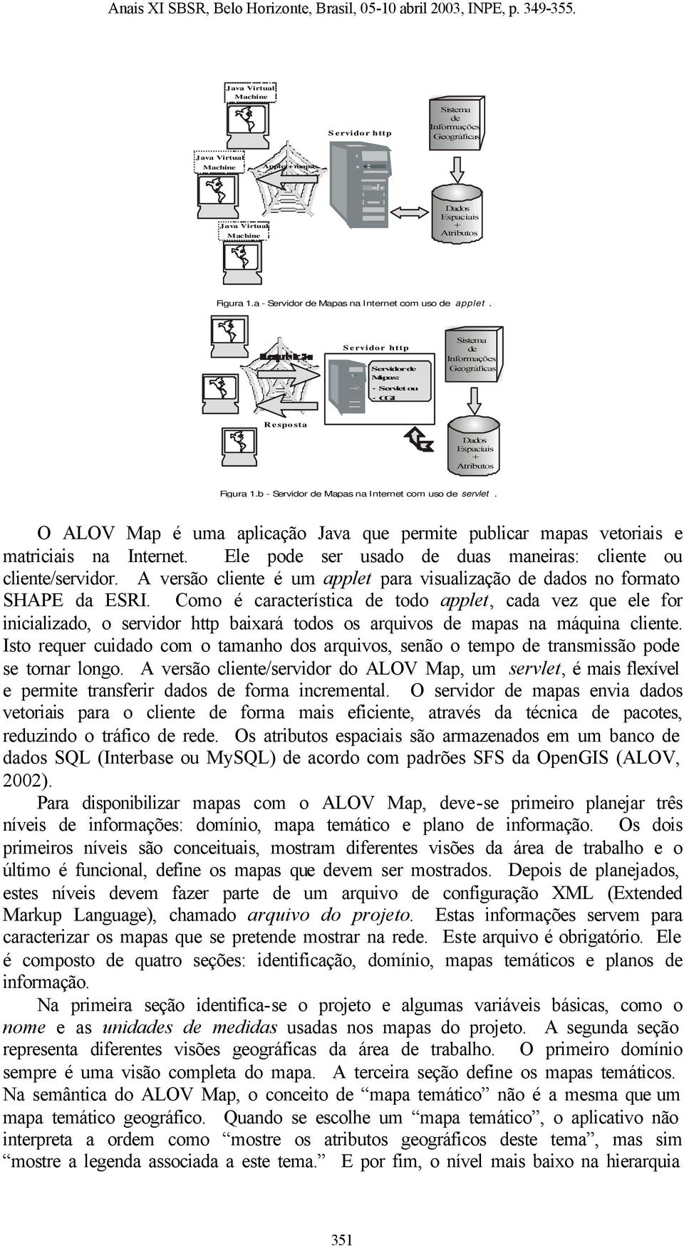 b - Servidor de Mapas na Internet com uso de servlet. O ALOV Map é uma aplicação Java que permite publicar mapas vetoriais e matriciais na Internet.