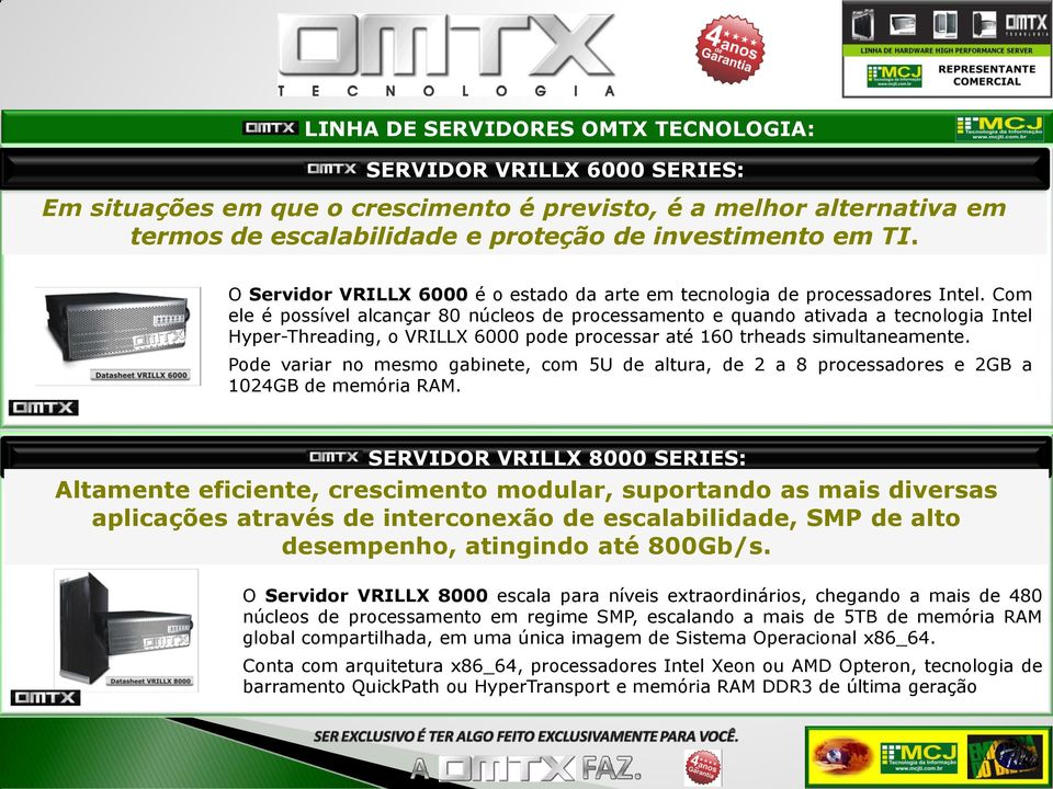 Com ele é possível alcançar 80 núcleos de processamento e quando ativada a tecnologia Intel Hyper-Threading, o VRILLX 6000 pode processar até 160 trheads simultaneamente.